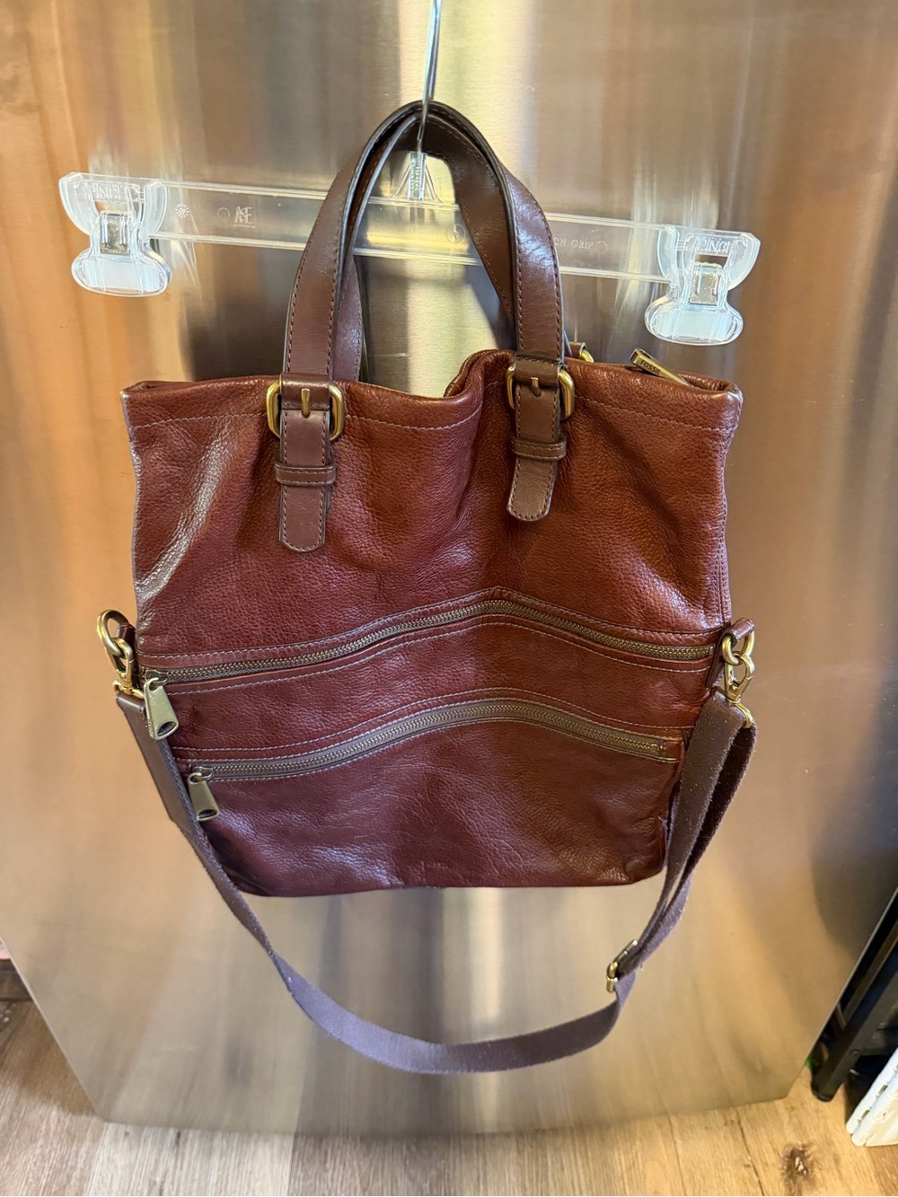 Fossil Leather Tote Bag in Deep Brown - Classic Women’s Carryall